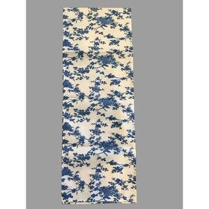 Table Runner 13x72in Woven Polyester Blue and White Floral Vines